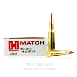 Image of Hornady 308 Win Ammo - 20 Rounds of 178 Grain HPBT Ammunition