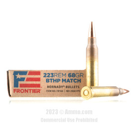Image of Hornady Frontier 223 Rem Ammo - 20 Rounds of 68 Grain BTHP Match Ammunition