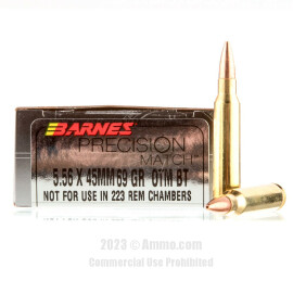 Image of Barnes Precision Match 5.56x45 Ammo - 200 Rounds of 69 Grain OTM BT Ammunition