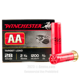 Image of Winchester AA Target 28 Gauge Ammo - 25 Rounds of 2-3/4" 3/4 oz. #9 Shot Ammunition