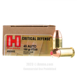 Image of Hornady Critical Defense 45 ACP Ammo - 200 Rounds of 185 Grain FTX JHP Ammunition