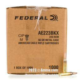 Image of Federal American Eagle 223 Rem Ammo - 1000 Rounds of 55 Grain FMJBT Ammunition