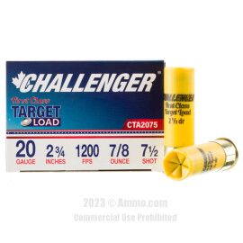 Challenger 20 Gauge Ammo - 250 Rounds of 7/8 oz. #7-1/2 Shot...
