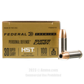 Image of Federal Personal Defense HST 30 Super Carry Ammo - 20 Rounds of 100 Grain JHP Ammunition