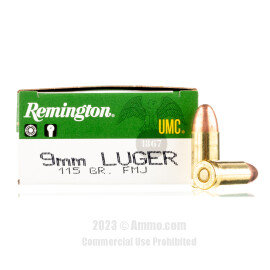 Image of Remington 9mm Ammo - 50 Rounds of 115 Grain MC Ammunition