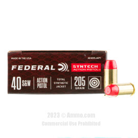 Image of Federal Syntech Action Pistol 40 S&W Ammo - 50 Rounds of 205 Grain Total Synthetic Jacket Ammunition