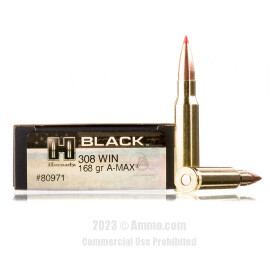 Image of Hornady BLACK 308 Win Ammo - 200 Rounds of 168 Grain A-MAX Ammunition