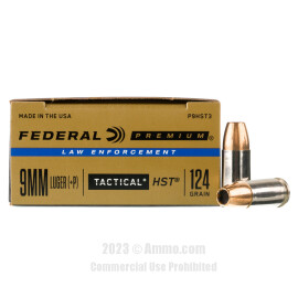 Image of Federal LE Tactical HST 9mm +P Ammo - 1000 Rounds of 124 Grain JHP Ammunition