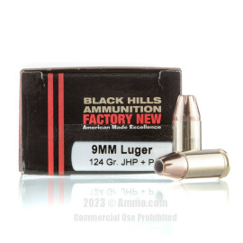 Image of Black Hills Ammunition 9mm +P Ammo - 20 Rounds of 124 Grain JHP Ammunition