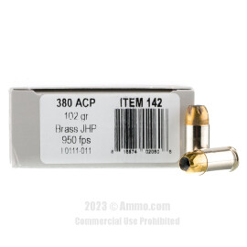 Image of Underwood 380 ACP Ammo - 20 Rounds of 102 Grain BJHP Ammunition