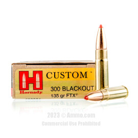 Image of Hornady Custom 300 AAC Blackout Ammo - 200 Rounds of 135 Grain FTX Ammunition