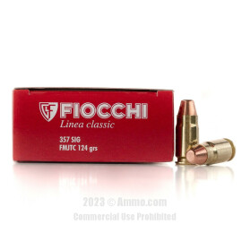 Image of Fiocchi 357 SIG Ammo - 50 Rounds of 124 Grain FMJ-TC Ammunition
