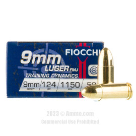 Fiocchi 9mm Ammo - 1000 Rounds of 124 Grain FMJ Ammunition