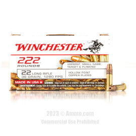 Winchester 22 LR  Ammo - 222 Rounds of 36 Grain CPHP Ammunition