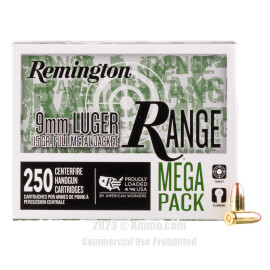 Image of Remington Range 9mm Ammo - 1000 Rounds of 115 Grain FMJ Ammunition