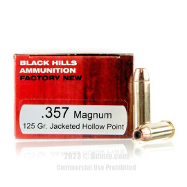 Image of Black Hills Ammunition 357 Magnum Ammo - 50 Rounds of 125 Grain JHP Ammunition