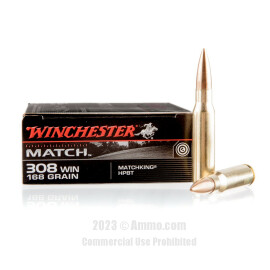 Image of Winchester 308 Win Ammo - 20 Rounds of 168 Grain HPBT Ammunition