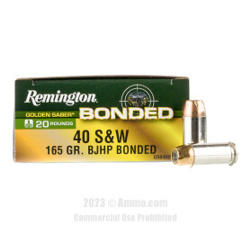 Image of Remington Golden Saber Bonded 40 S&W Ammo - 20 Rounds of 165 Grain BJHP Ammunition