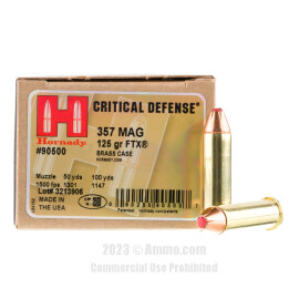 Image of Hornady 357 Magnum Ammo - 25 Rounds of 125 Grain JHP Ammunition (Cases Not Nickel-Plated)