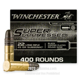 Image of Winchester Super Suppressed 22 LR Ammo - 400 Rounds of 45 Grain CPRN Ammunition