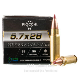 Fiocchi 5.7x28mm Ammo - 50 Rounds of 35 Grain Jacketed Frangible...