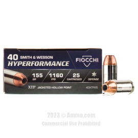 Image of Fiocchi 40 Cal Ammo - 25 Rounds of 155 Grain XTP JHP Ammunition