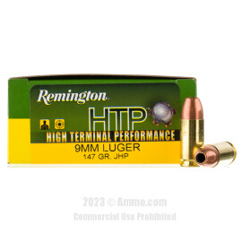 Image of Remington HTP 9mm Ammo - 20 Rounds of 147 Grain JHP Ammunition