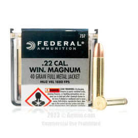 Image of Federal 22 WMR Ammo - 50 Rounds of 40 Grain FMJ Ammunition