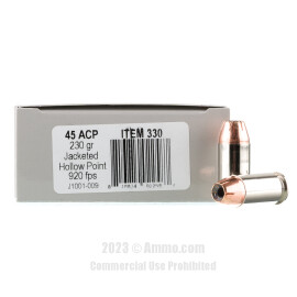 Image of Underwood 45 ACP Ammo - 20 Rounds of 230 Grain JHP Ammunition