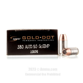 Image of Speer 380 ACP Ammo - 20 Rounds of 90 Grain JHP Ammunition