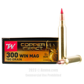 Image of Winchester Copper Impact 300 Win Mag Ammo - 20 Rounds of 180 Grain Copper Extreme Point Ammunition