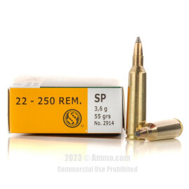 Sellier and Bellot 22-250 Rem Ammo - 20 Rounds of 55 Grain SP...