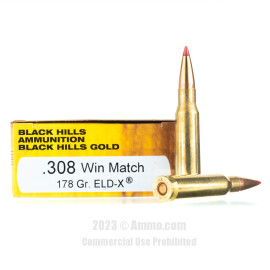 Image of Black Hills Gold 308 Win Ammo - 20 Rounds of 178 Grain ELD-X Ammunition