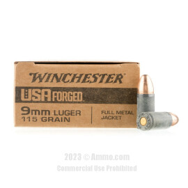 Image of Winchester USA Forged 9mm Ammo - 50 Rounds of 115 Grain FMJ Ammunition
