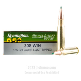 Image of Remington Core-Lokt Tipped 308 Win Ammo - 20 Rounds of 165 Grain Polymer Tip Ammunition