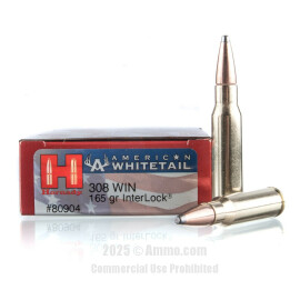 Image of Hornady American Whitetail 308 Win Ammo - 200 Rounds of 165 Grain InterLock SP Ammunition