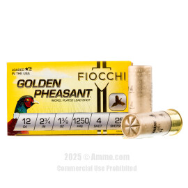 Image of Fiocchi 12 Gauge Ammo - 25 Rounds of 1-3/8 oz. #4 Shot (Lead) Ammunition
