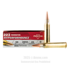 Image of Fiocchi 223 Rem Ammo - 20 Rounds of 69 Grain HPBT Ammunition