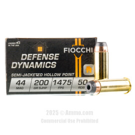 Image of Fiocchi 44 Magnum Ammo - 50 Rounds of 200 Grain SJHP Ammunition