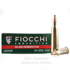 Image of Fiocchi 22-250 Rem Ammo - 20 Rounds of 55 Grain PSP Ammunition