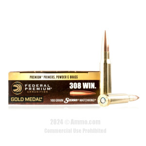 Discount Federal 308 Win  168 Grain Rifle Ammunition
