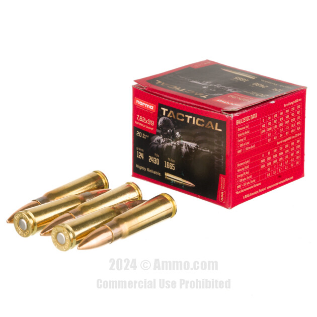 Norma 7.62x39 Ammo - 1000 Rounds of 124 Grain FMJ Ammunition