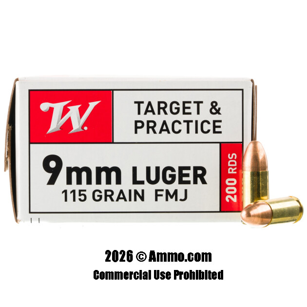 200 Rounds 50 Box 200 Rounds of 9mm ammo (115 to 147 grain)