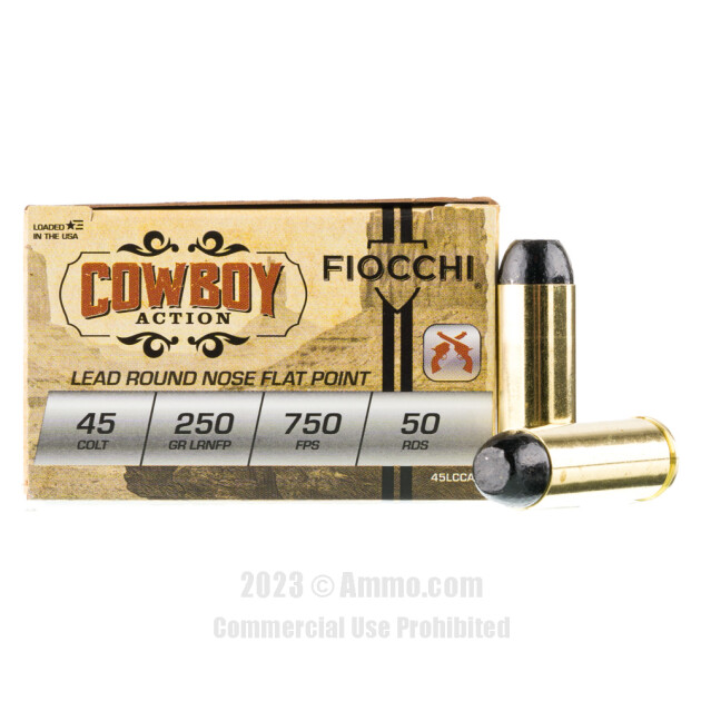 Fiocchi 45 Long Colt Ammo - 50 Rounds of 250 Grain LRN-FP Ammunition