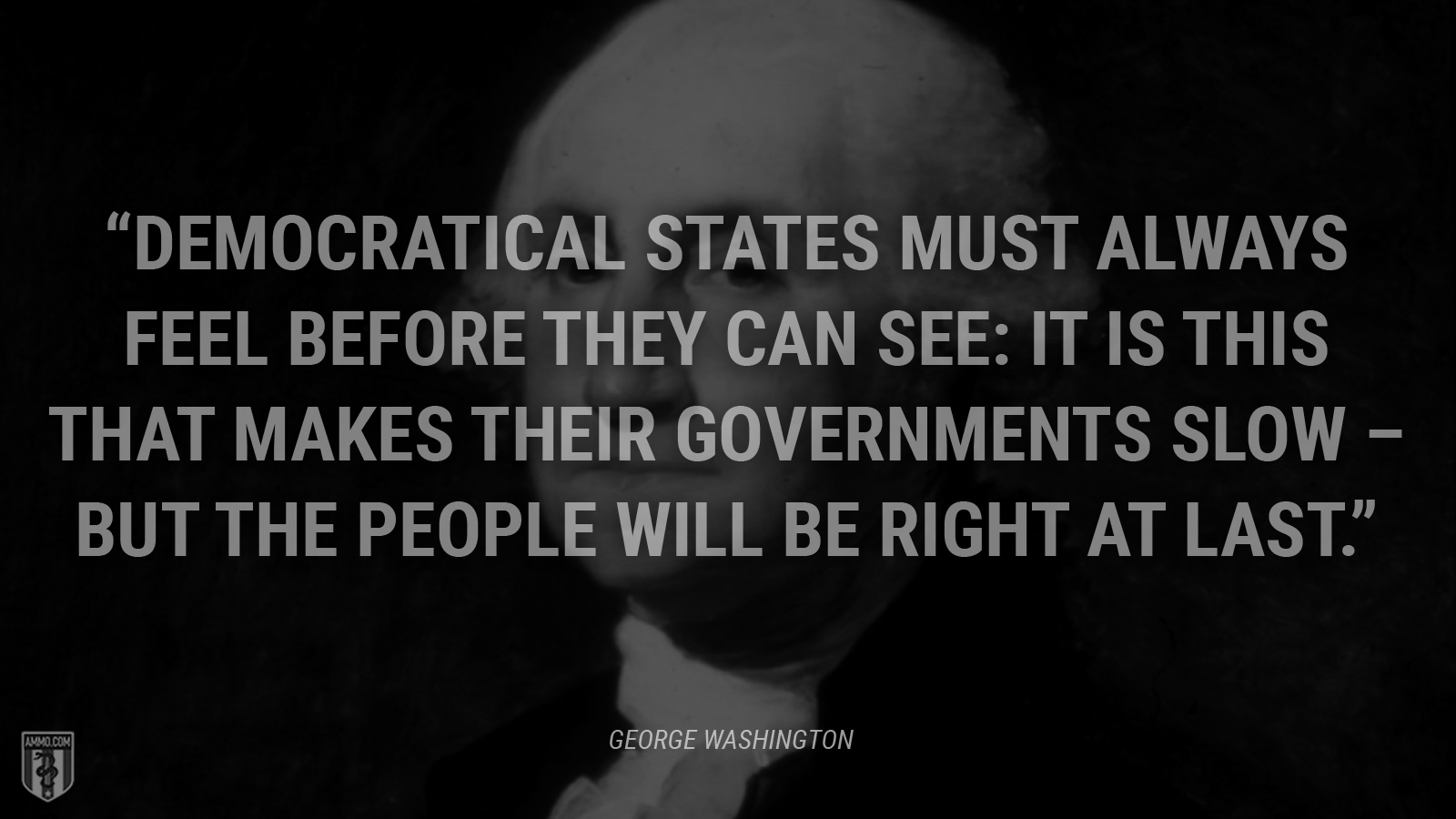 “Democratical States must always feel before they can see: it is this that makes their Governments slow – but the people will be right at last.” - George Washington