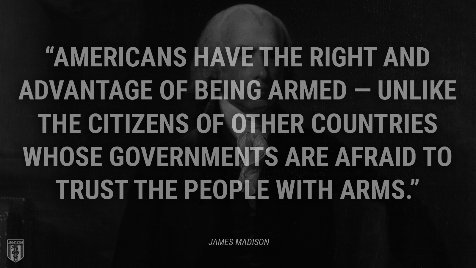 “Americans have the right and advantage of being armed ― unlike the citizens of other countries whose governments are afraid to trust the people with arms.” - James Madison
