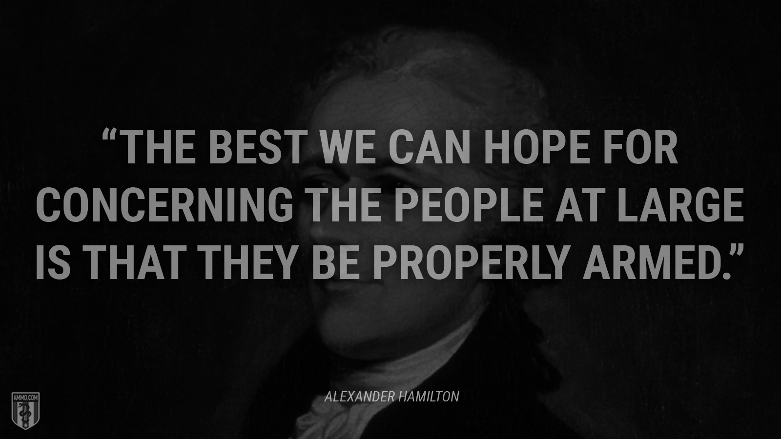“The best we can hope for concerning the people at large is that they be properly armed.” - Alexander Hamilton