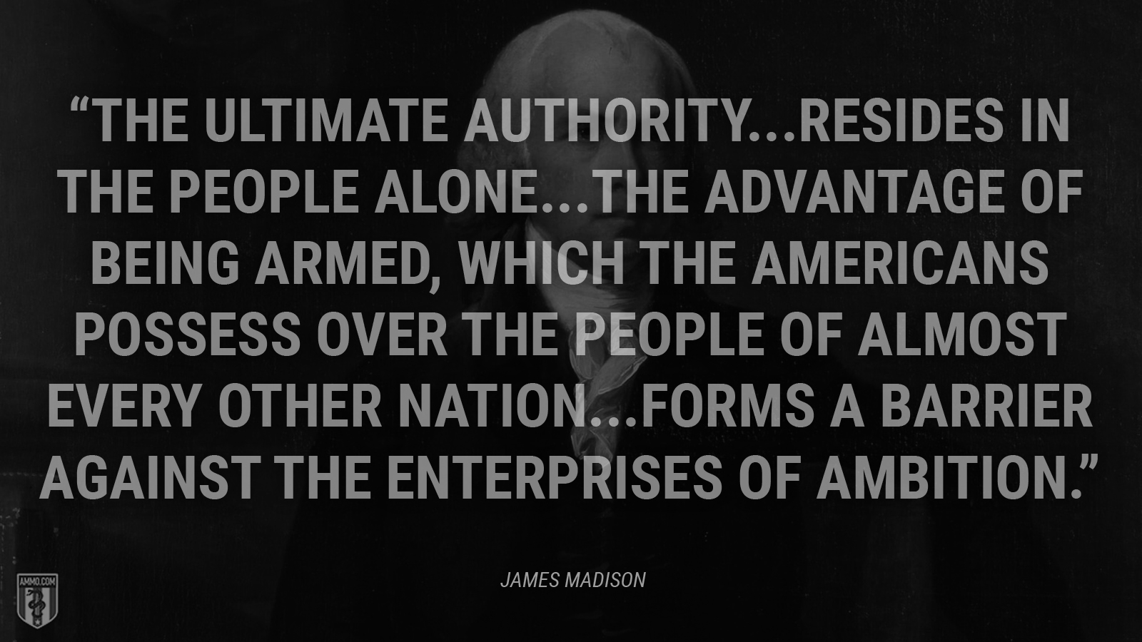 “The ultimate authority...resides in the people alone...The advantage of being armed, which the Americans possess over the people of almost every other nation...forms a barrier against the enterprises of ambition.” - James Madison