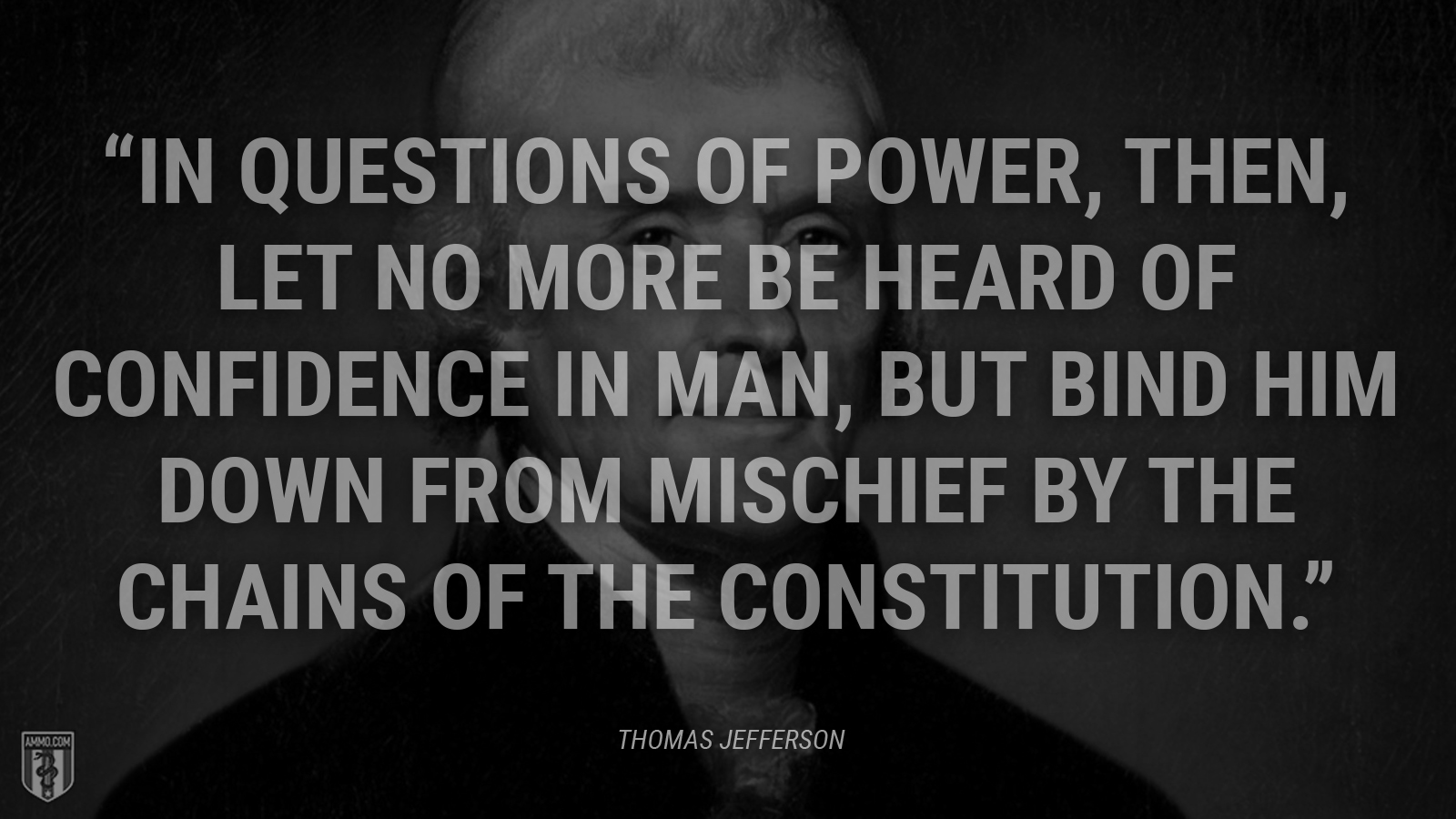 “In questions of power, then, let no more be heard of confidence in man, but bind him down from mischief by the chains of the Constitution.” - Thomas Jefferson