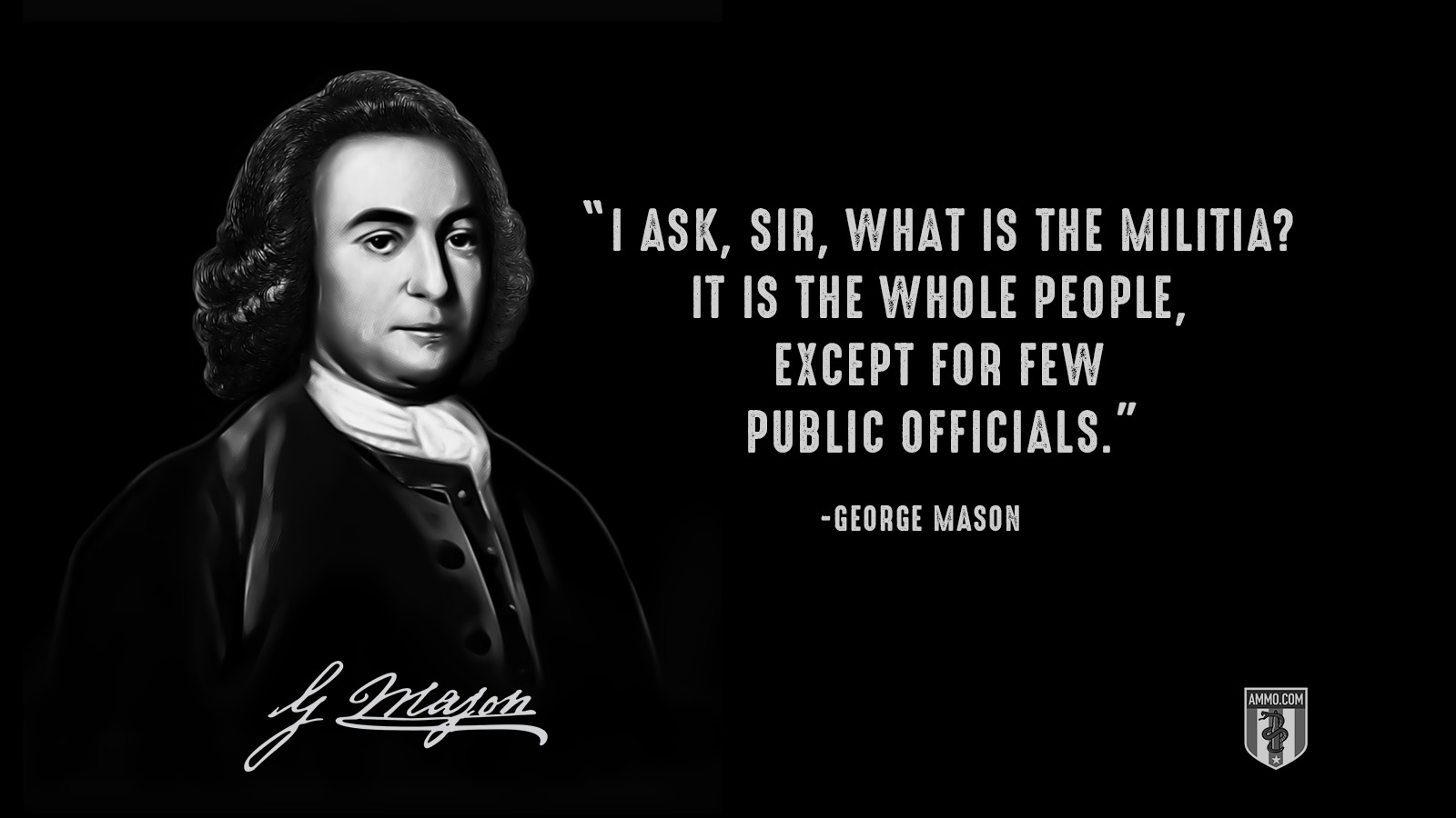 “I ask, sir, what is the militia? It is the whole people, except for few public officials.” - George Mason